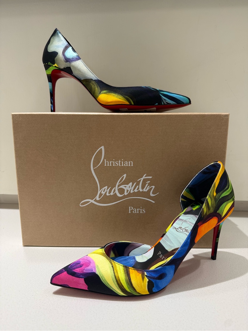 Christian Louboutin Iriza Flower Pointed Toe Half d'Orsay Pump